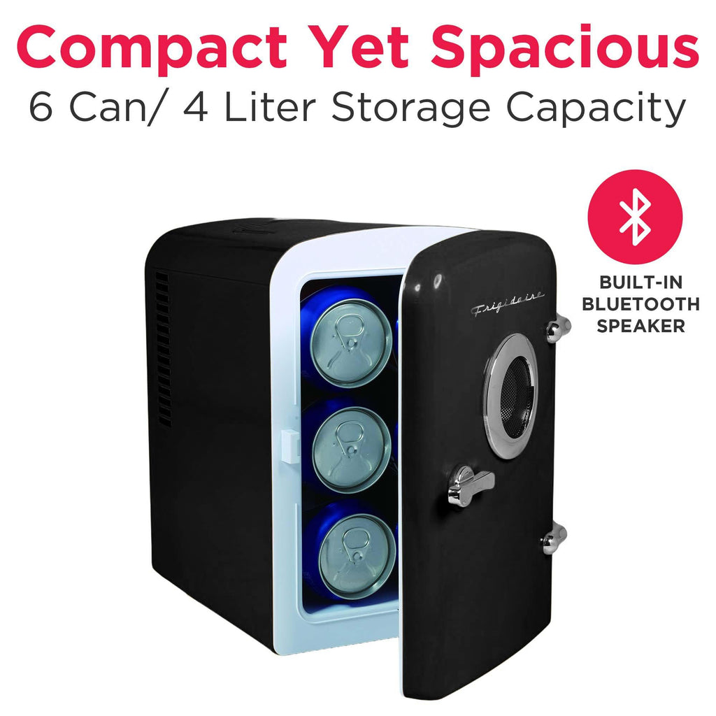 Frigidaire Retro Mini Compact Beverage Cooler, Great for Keeping Office Lunch Cool! (Built-in Bluetooth Speaker)