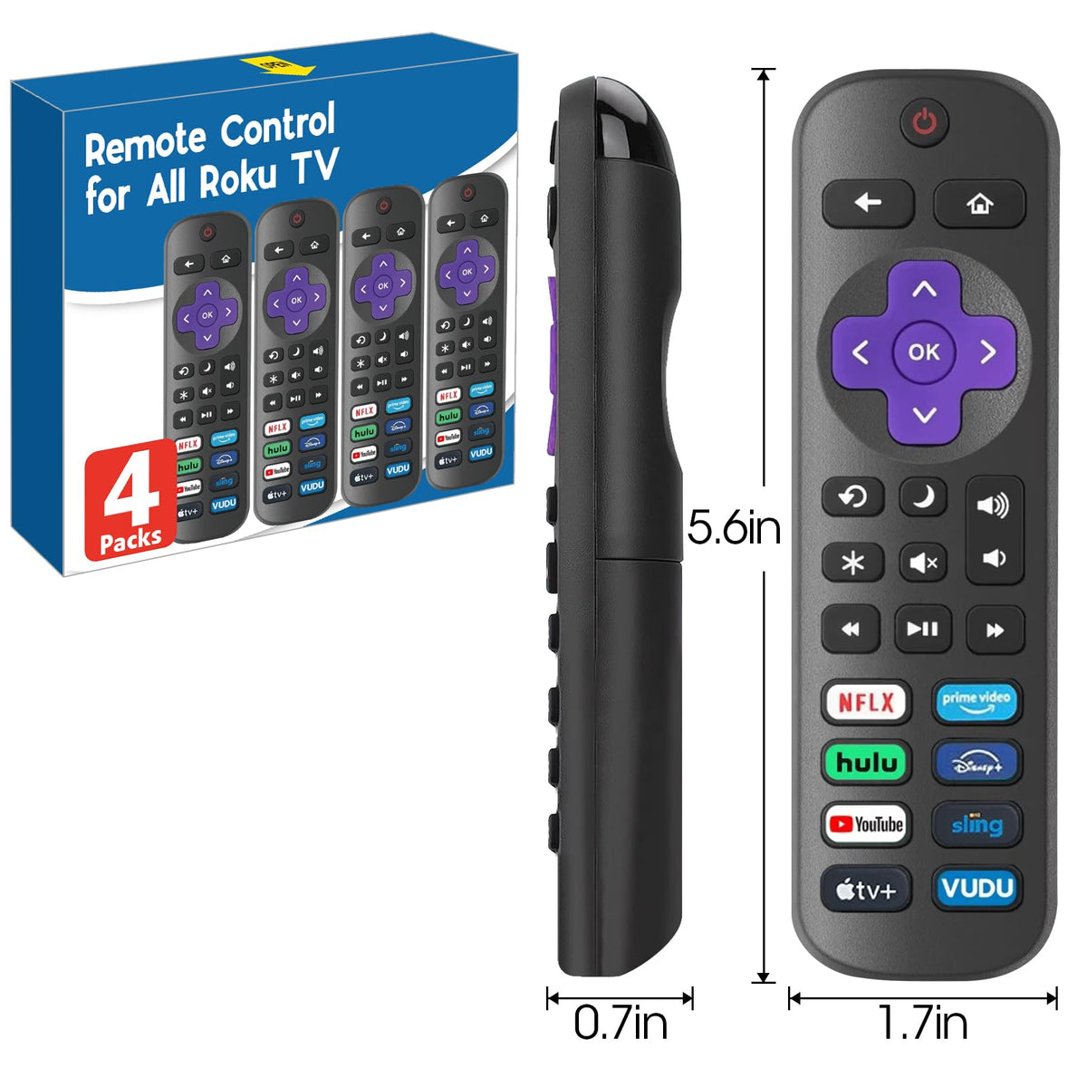2 Pack Replacement Remote Control Only for Roku TV, Compatible for TCL Roku/Hisense Roku/Onn Roku/Sharp Roku/Philips Roku/Element Roku/Westinghouse Roku TVs (Not for Roku Stick, Box or Speaker)