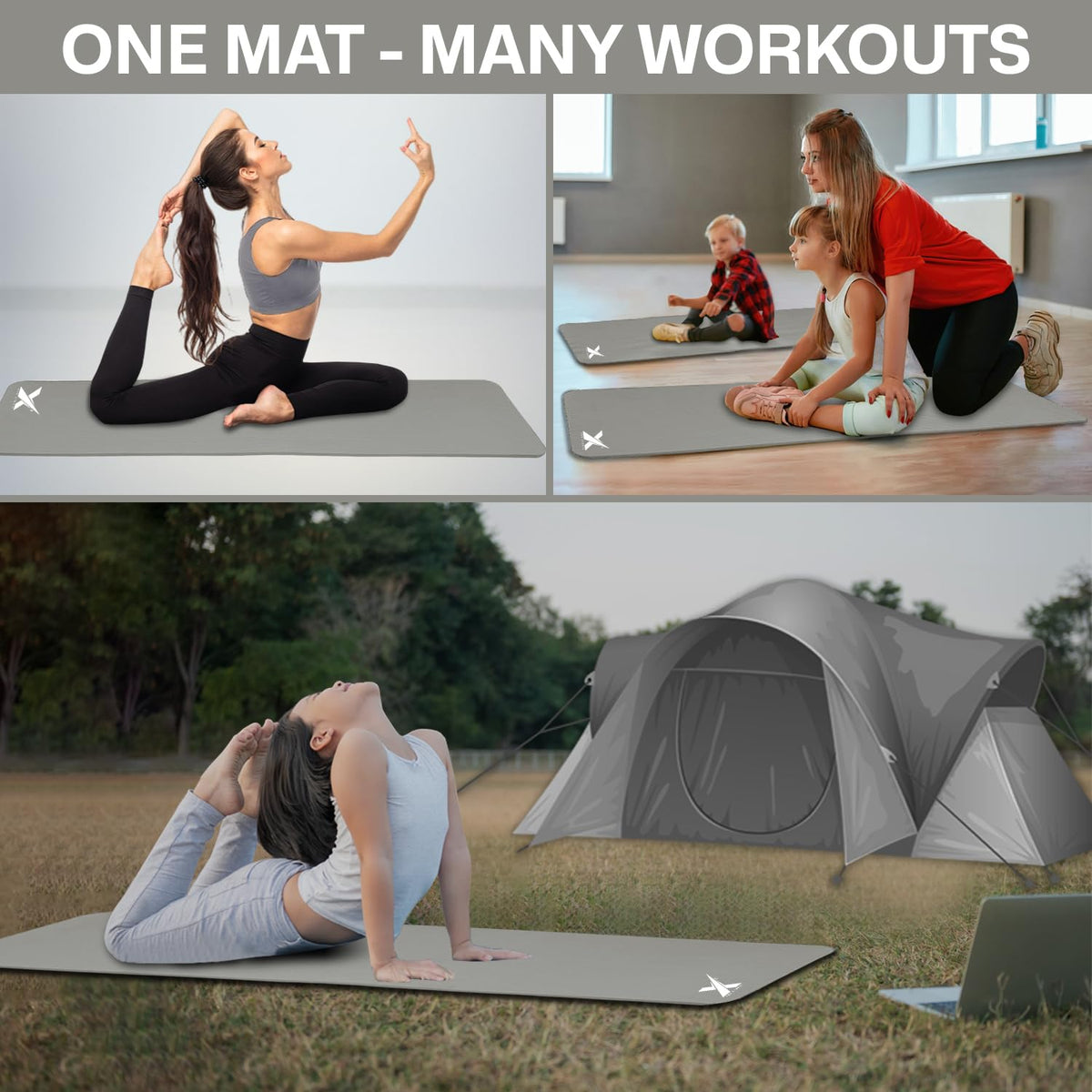 XN8 Sports Yoga Mat 10mm & 15mm Thick NBR Exercise Mat with Carry Strap