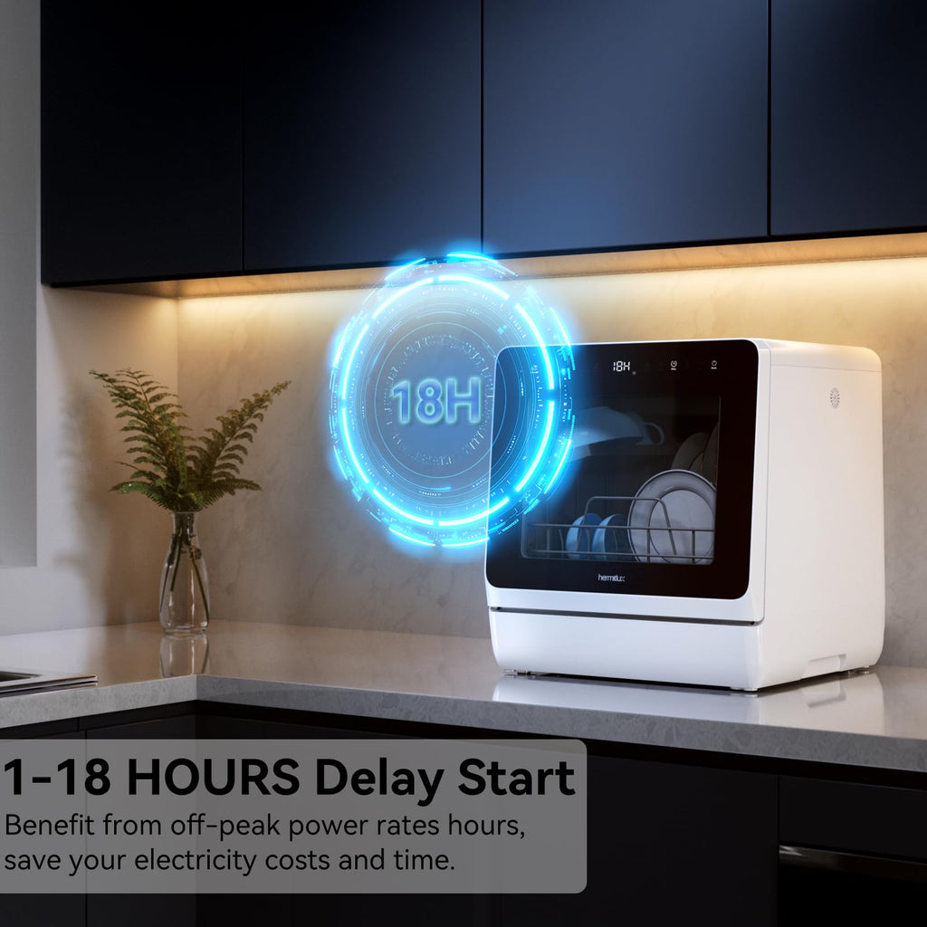Hermitlux Slim Countertop Portable Dishwasher for Small Spaces