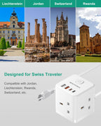 South Africa Plug Adapter, PD20W 3 Way Cube Extension Lead, Type M,1.5M