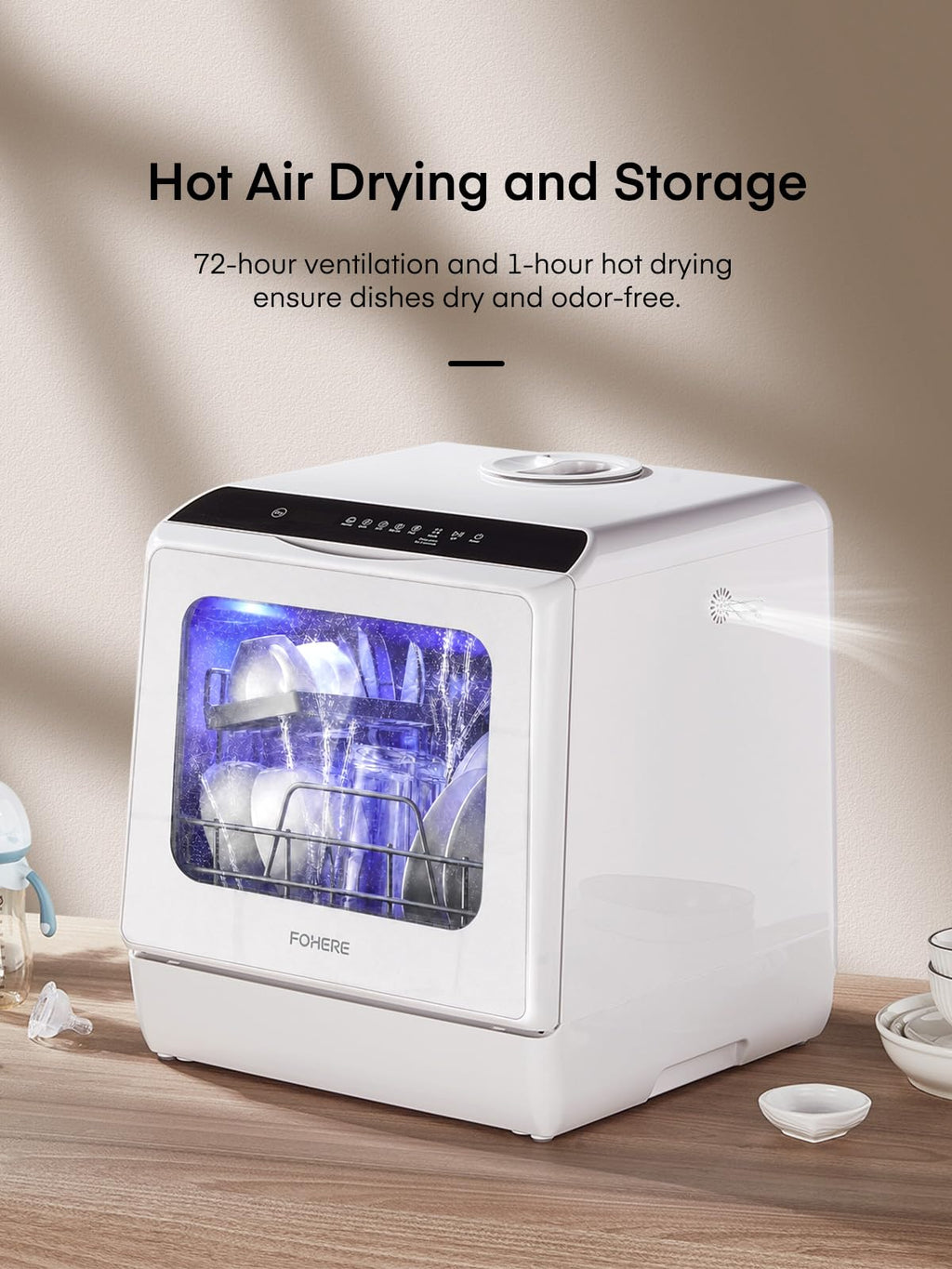 Countertop Dishwasher with Delay Start, 5+1 Wash Programs