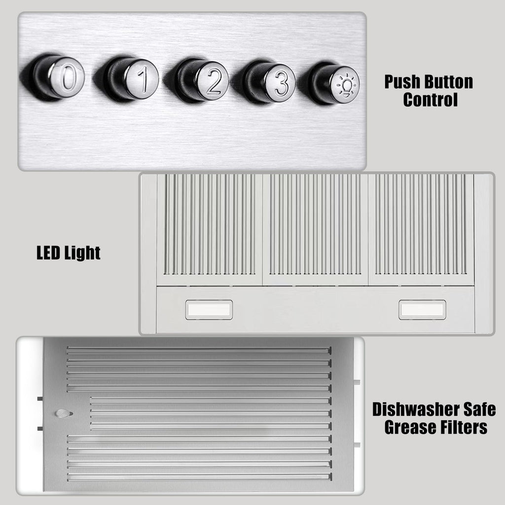 Wall Mount Range Hood 30 inch, 900 CFM Stainless Steel Kitchen Hood
