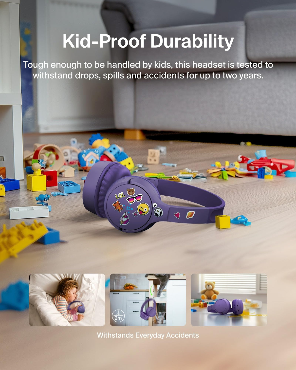 Belkin SoundForm Mini Kids Headphones, Wireless & Wired, 30H Playtime, Case