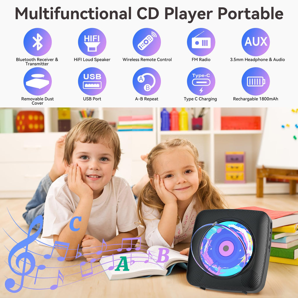 CD Player Portable: Kegaudio CD Players for Home with Speakers Bluetooth