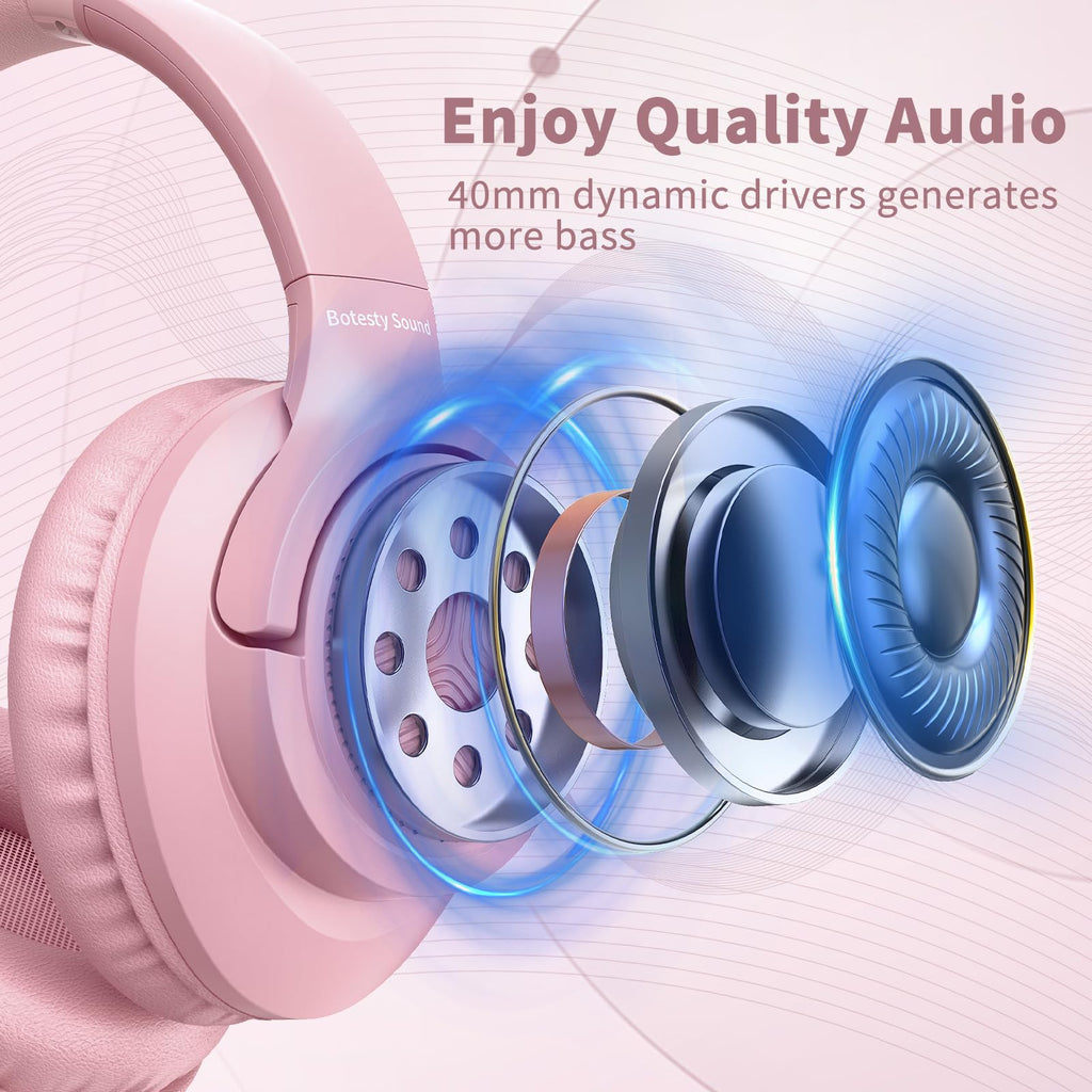 Botesty Sound Headphones Wired with Mic for School, 3.5mm Plug in, Purple