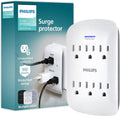 Philips 6-Outlet Extender Surge Protector, Wall Tap, 900 Joules, 3-Prong