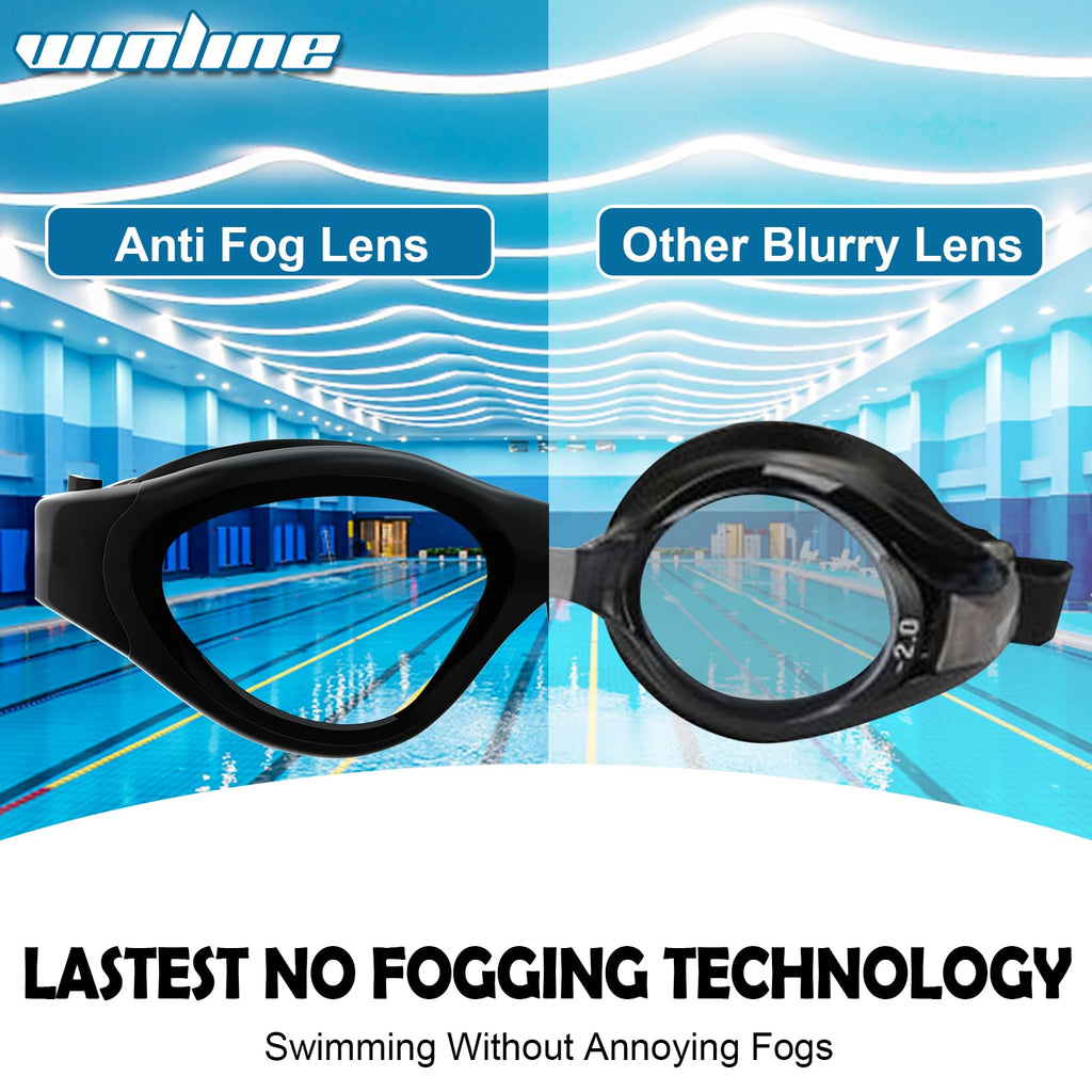 Winline Adult Swimming Goggles,Open Water Goggles Swimming Anti Fog UV Protection No Leakage Clear Vision Easy to Adjust for Adults Men Women Teenagers