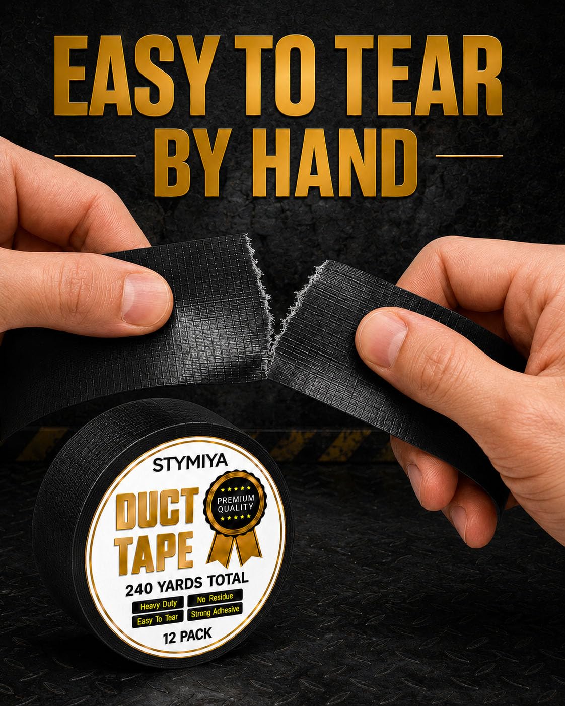 Black Duct Tape Heavy Duty: 3 Rolls 2inch x 20yd Wide Waterproof Outdoor - Strong Adhesive Weather Tapes Repair Bulk - Ductape for Patterns Masking Packing Furniture Kids Craft (3, Matte Black)