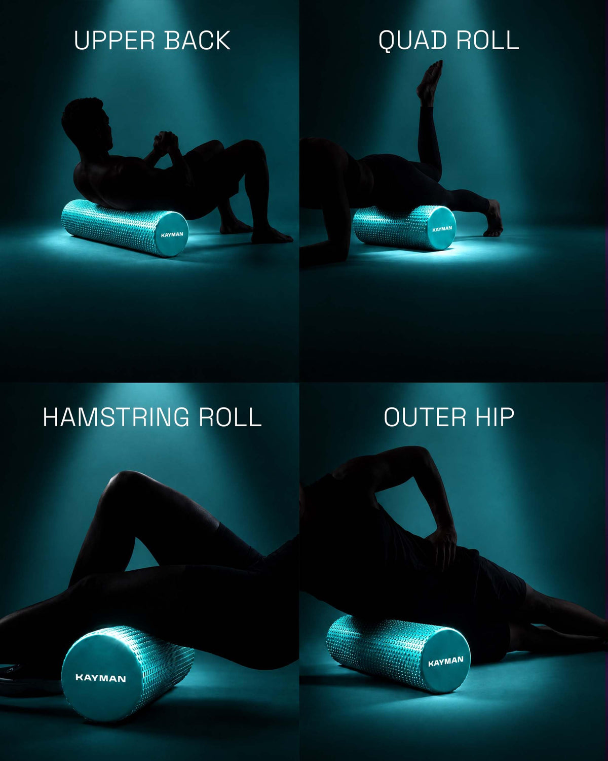 KAYMAN Sports Foam Roller, Deep Tissue Muscle Recovery, 44.5 x 15cm, Black