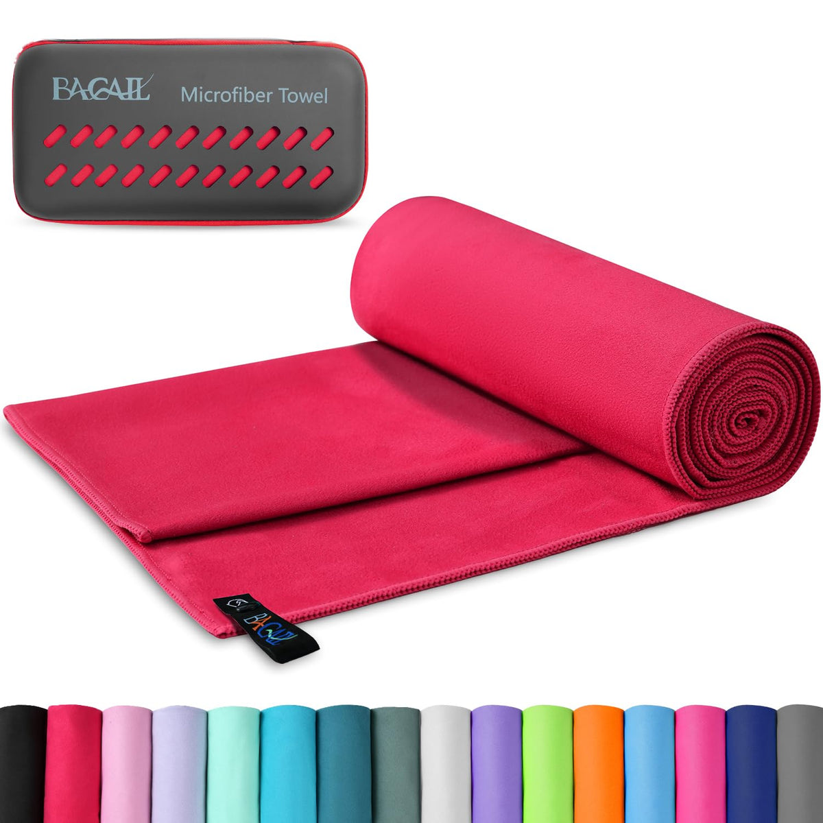 BAGAIL Microfibre Travel Towel, Perfect Camping Towel, Swimming Towel and Beach Towel, Quick Dry - Super Absorbent - Ultra Compact, Great for Sports, Gym, Yoga and Backpacking