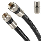 energeaster 10FT RG6 Coaxial Cable with Waterproof Rubber Boot, Black
