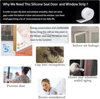 Silicone Seal Door Strip Bottom - 8M/26ft (W: 35MM) Silicone Sealing Sticker Self Adhesive Weather Stripping for Gaps of House, Glass Shower, Window and Door, Weatherproof Soundproof Insect Proof