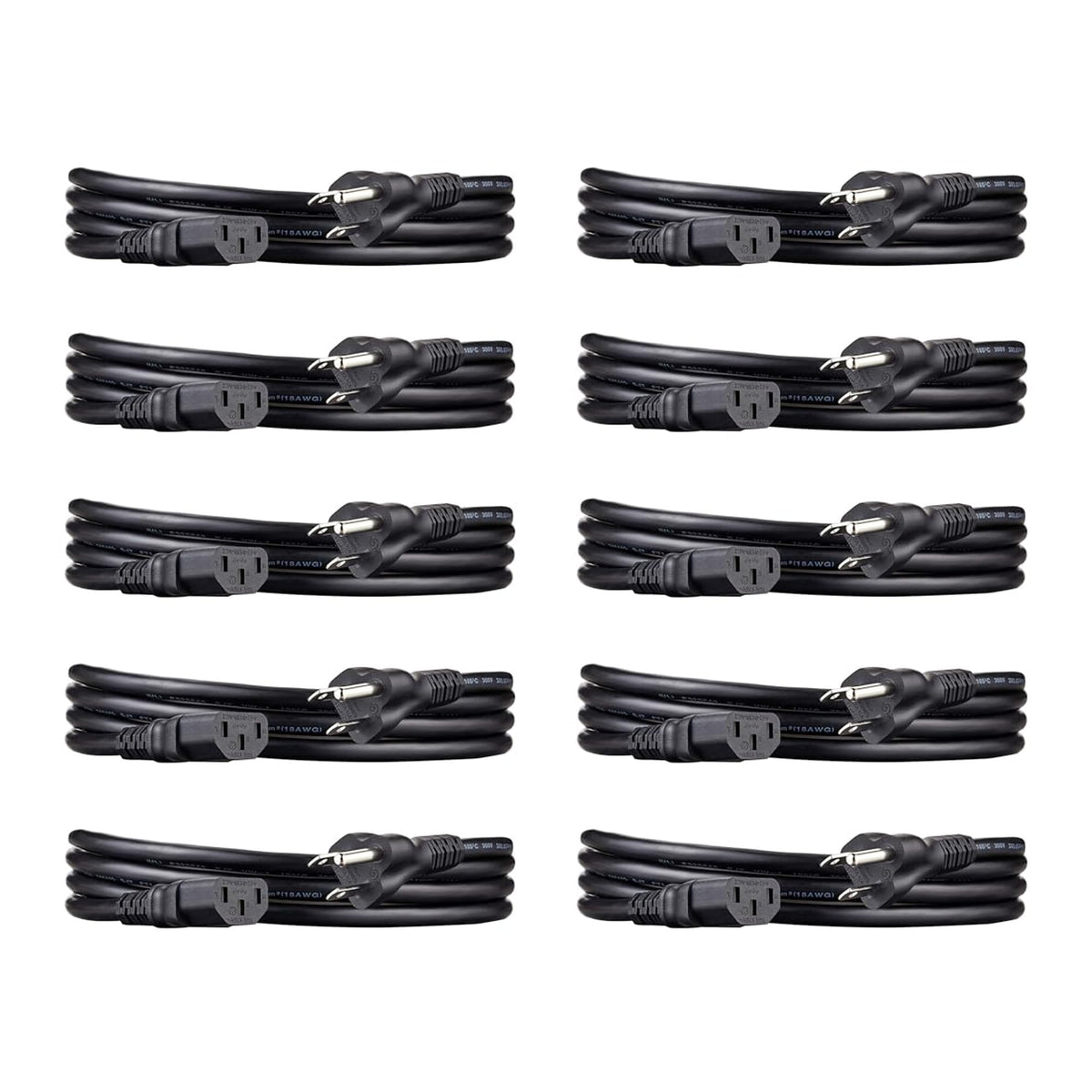 Amazon Basics Replacement Power Cord for Computer, Monitor, TV, Printer, PC, 3 Prong, 18 AWG, 125 Volts, 10 Feet, Black