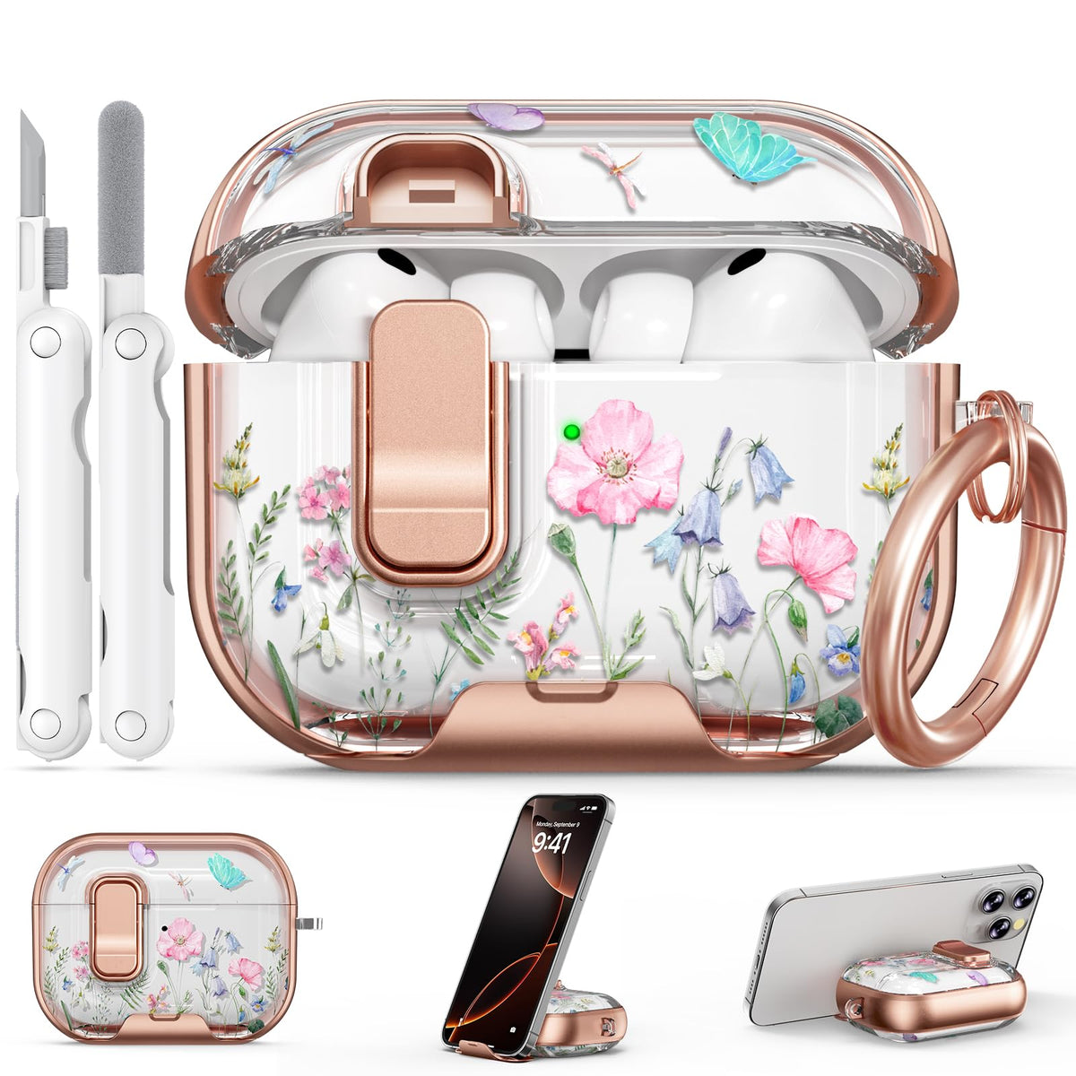 for AirPods Pro 2nd/1st Case (2023-2019)-Purple Bell Flower