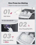 EUHOMY Nugget Ice Maker Countertop with Handle, Max 40lbs Daily Sonic Ice