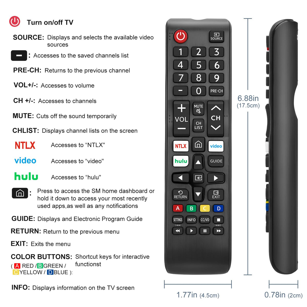 【2-Pack】 for Roku TV Remote,Replacement for TCL,ONN, Hisense Roku TVs