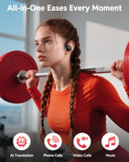 PocBuds Bluetooth Headphones Wireless Earbuds 80hrs Playtime Wireless Charging Case Digital Display Sports Ear Buds with Earhook Deep Bass IPX7 Waterproof Over-Ear Earphones for TV Phone Laptop Pink