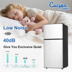 3.2 Cu.Ft Mini Fridge with Freezer, 7-Level Cooling Small Refrigerator