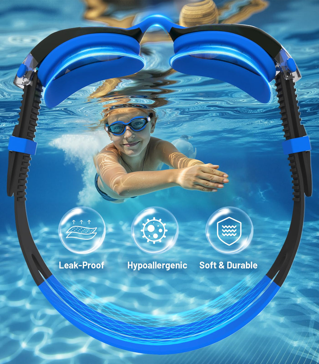 Kids Swimming Goggles for Boys & Girls Aged 6-14, Anti-Fog