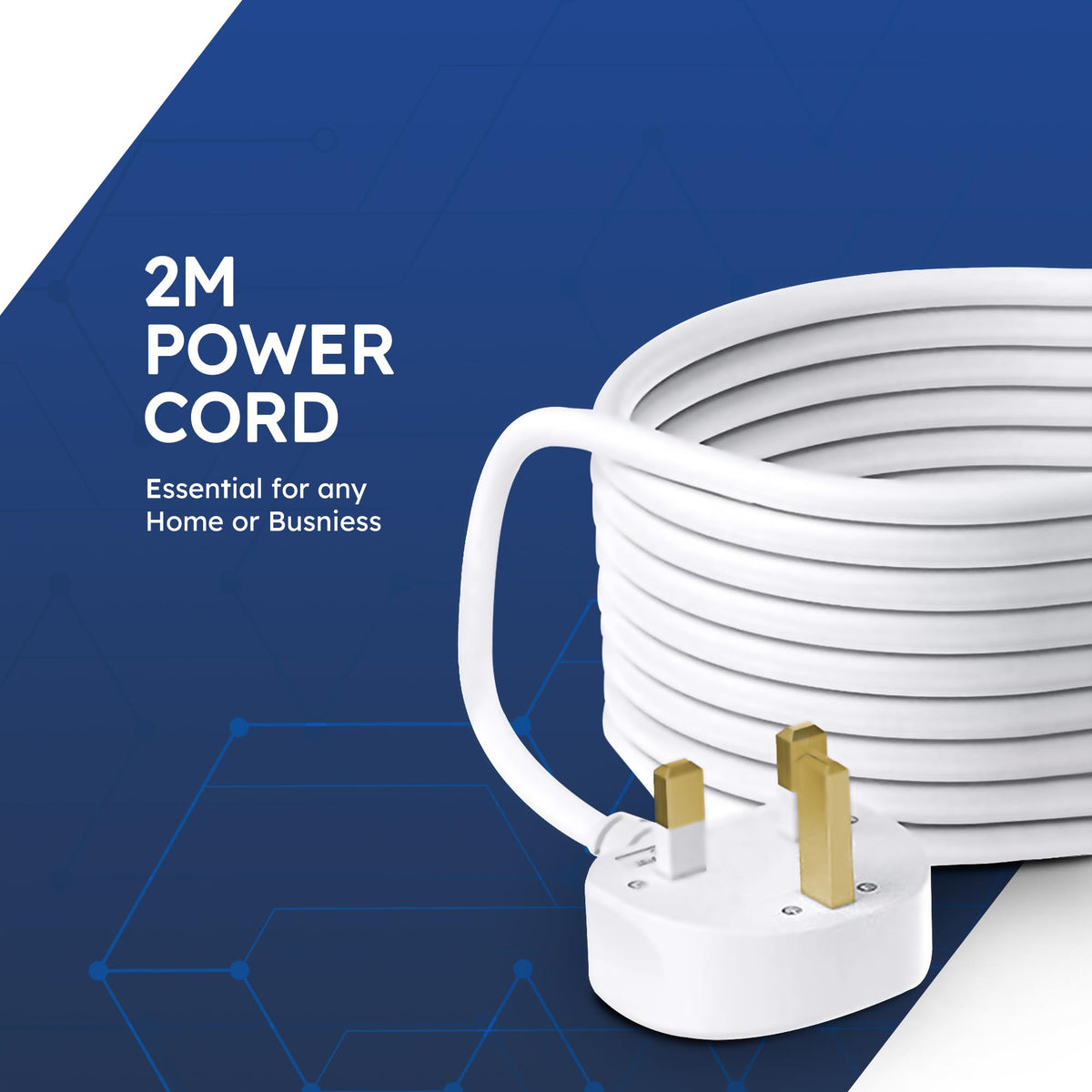 DESIRETECH White Electric Extension Lead - 6 Gang, 1 Metre Cable with UK Plug & 3 Pin Socket - Wall Mountable & Multi Socket Mains Strip for Home, Bedroom, Kitchen, & Office (1 Pack)
