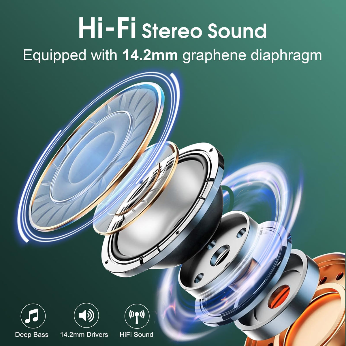 Aptkdoe Wireless Earbuds 75H Bluetooth 5.4 Sport Headphones with Earhooks