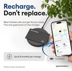SPOTMINDERS Apple MFi Certified Wallet Tracking Card Black 4-Pack Travel Gifts for Him Works with Apple Find My Rechargeable Tracker IP68 Waterproof 0.07" Slim iPhone Item Finder for Luggage Passport