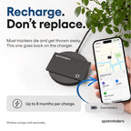 SPOTMINDERS Apple MFi Certified Wallet Tracking Card Black 4-Pack Travel Gifts for Him Works with Apple Find My Rechargeable Tracker IP68 Waterproof 0.07" Slim iPhone Item Finder for Luggage Passport