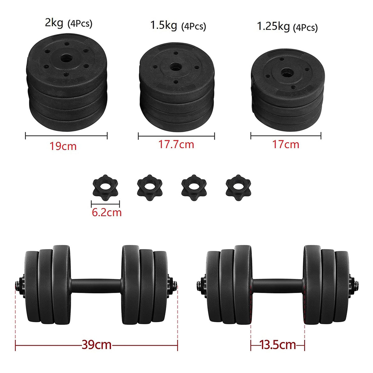 Yaheetech 30KG/25KG/20KG/15KG Adjustable Dumbbells Weight Set for Men/Women
