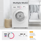 ROVSUN 110V Portable Clothes Dryer, High End Laundry Front Load Tumble Dryer Machine with Stainless Steel Tub & Simple Control Knob for Apartment, Dorm-850W, White
