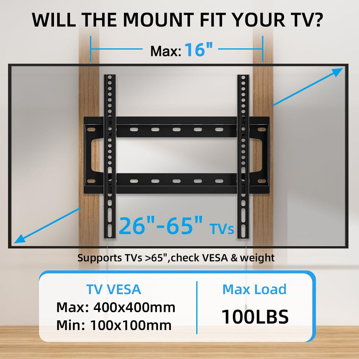 HOME VISION Heavy Duty Tilt TV Wall Mount for 32-86 Inch Flat/Curved Screen