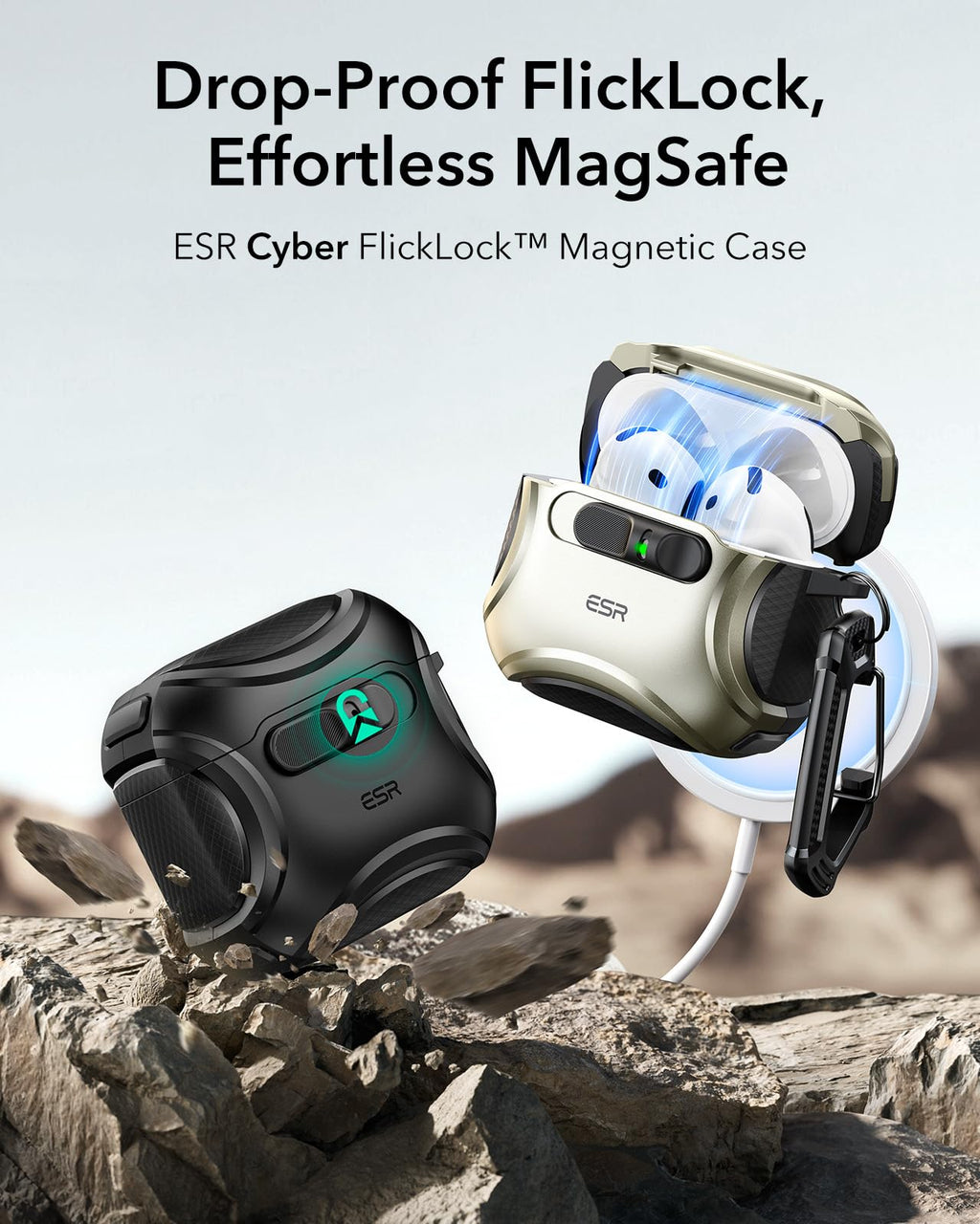 ESR for AirPods 5/4 Case, Compatible with MagSafe, Drop-Proof Lock, Black