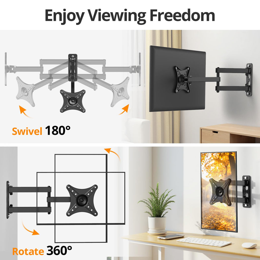 IWORBOARD 24 32 40 42 inch Fixed TV Monitor Wall Mount for 14-42 inch LED LCD Screen,Low Profile Small RV TV Mount, Easy Slim Flat Wall Bracket, Max VESA 200x200mm, 66lbs, Single Stud