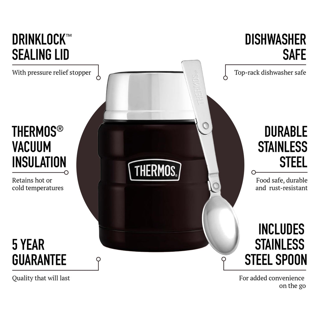 Thermos Stainless King Cranberry Red Food Flask (470ml) 9h Hot | 14h Cold