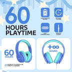 JoySpark Kids Bluetooth Headphones Over-Ear, 60Hrs, Built-in Mic-Purple