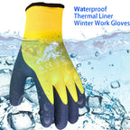 2 Pairs Waterproof Work Gloves Ultra-Grip Latex Coated Gardening Gloves, Durable and Versatile for Garden Car Fishing Outdoor Tasks