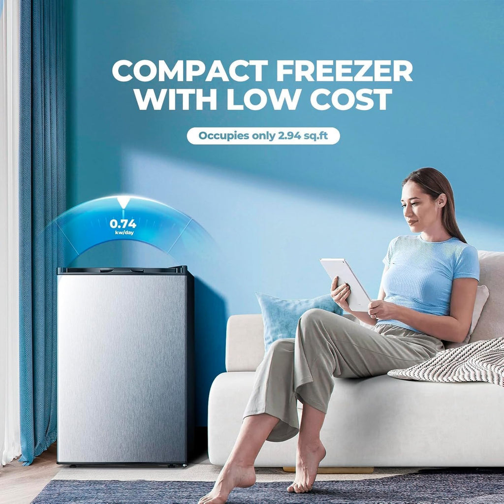 Electactic 3.2 Cu.ft Small Freezer, Mini Upright Freezer, White