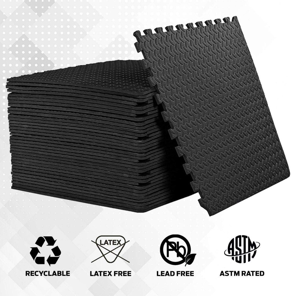 ComFy Mat Gym Flooring Mat, Foam Exercise Mats, Interlocking Puzzle EVA Floor Tiles, Non slip Rubber Cushion For Home Workout, Bonus Adhesives,24"X24"(60x60cm)