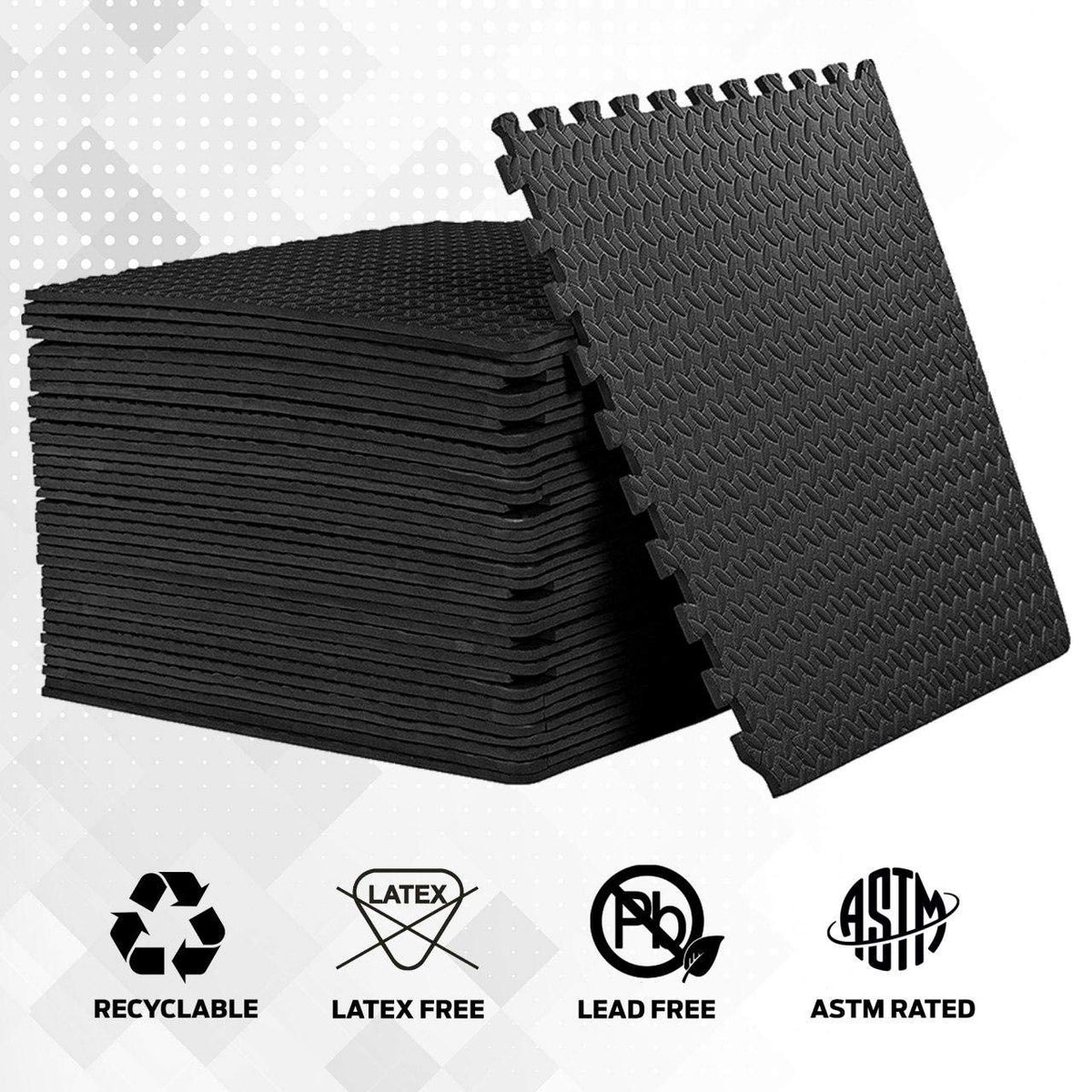 ComFy Mat Gym Flooring Mat, Foam Exercise Mats, Interlocking Puzzle EVA Floor Tiles, Non slip Rubber Cushion For Home Workout, Bonus Adhesives,24"X24"(60x60cm)