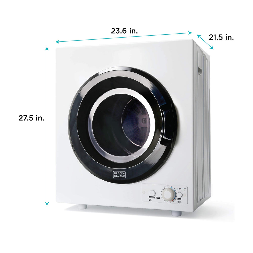 BLACK+DECKER 2.65 Cu. Ft. Portable Dryer, 8.8 lb. Capacity, BCED26, White