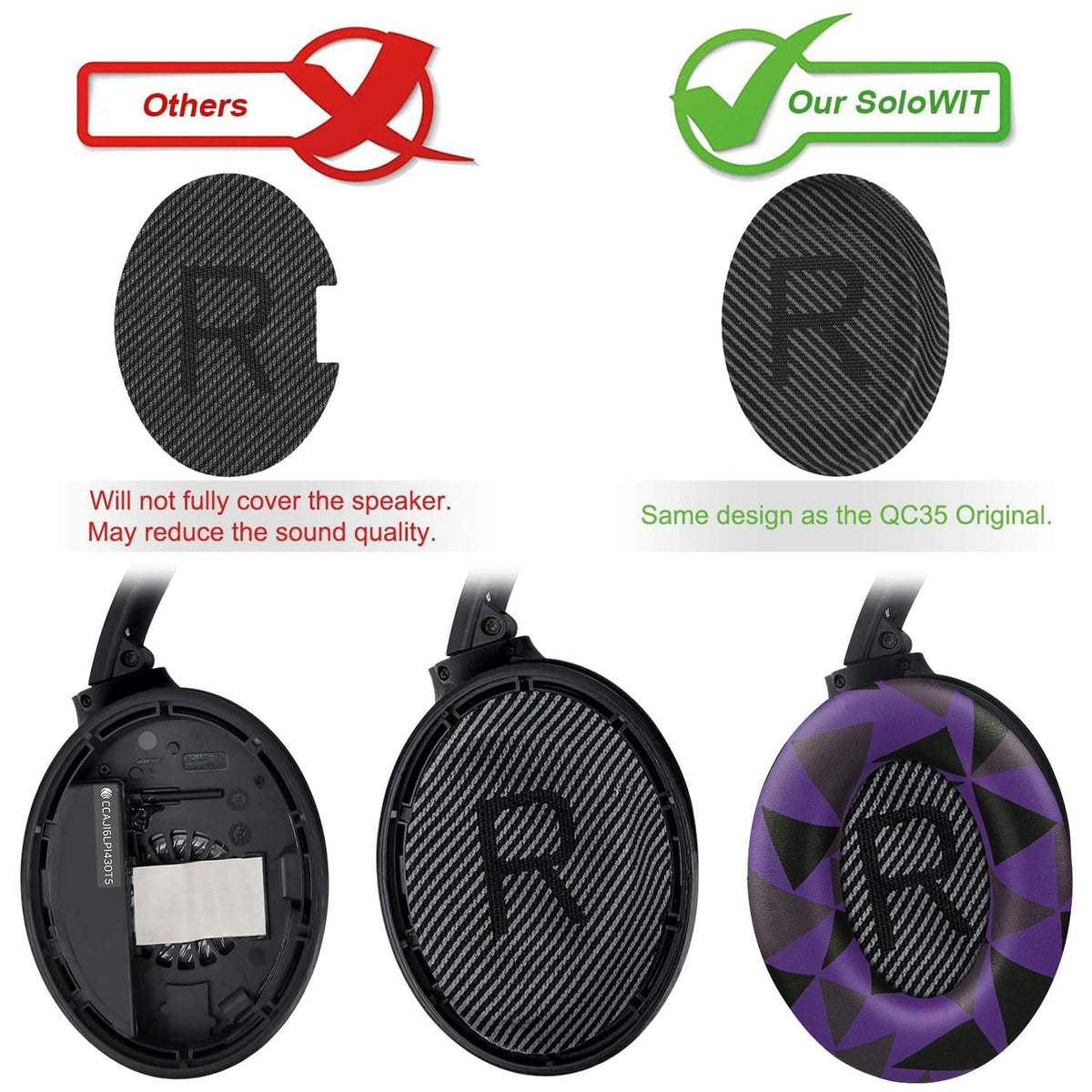 SoloWIT Earpads for Bose QC35 & QC35 ii - Brilliant Blue