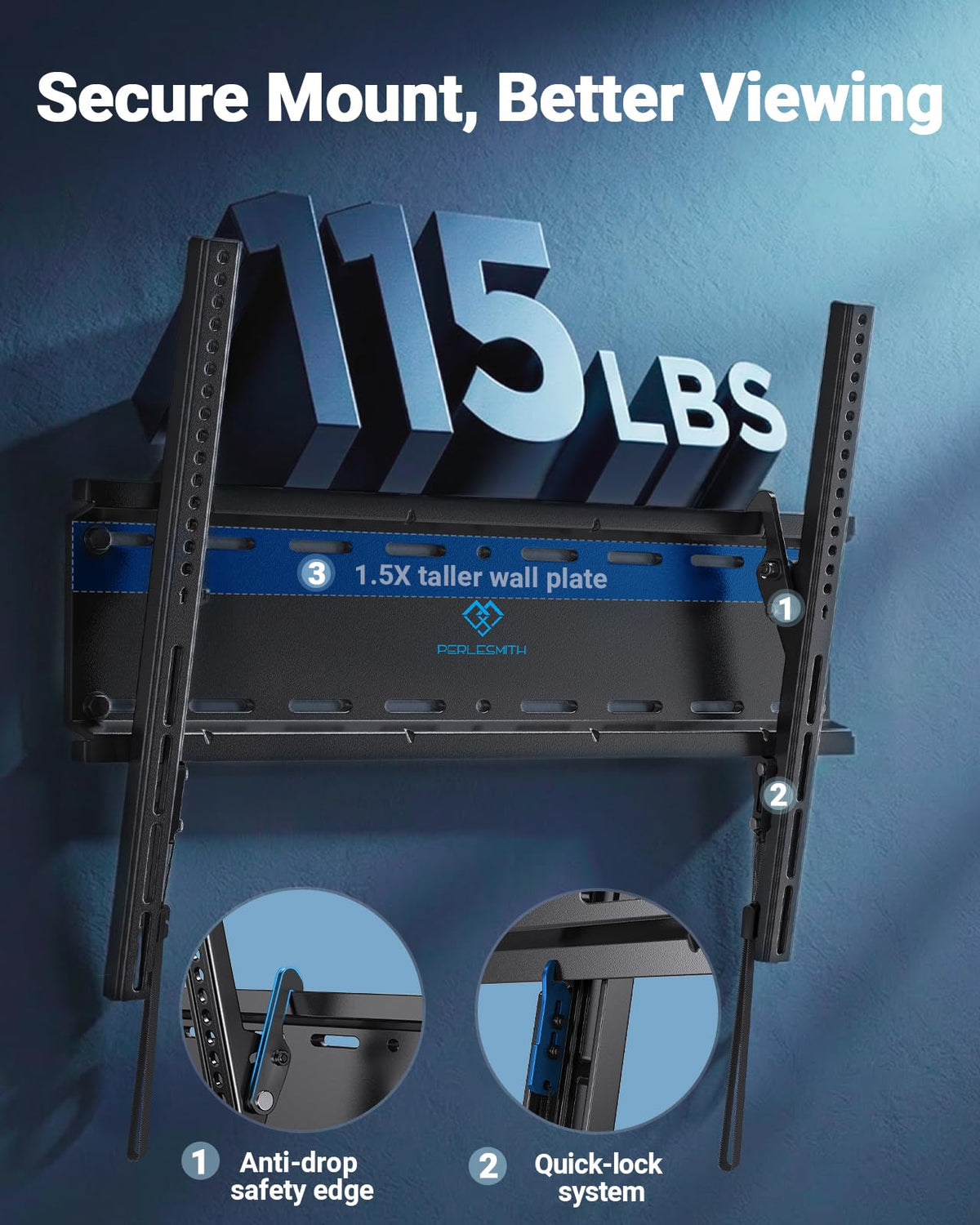 PERLESMITH Tilting TV Wall Mount for 23–60 inch TVs up to 115 lbs