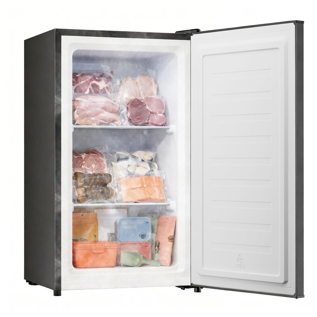 BANGSON 1.1 Cu.ft Upright Mini Freezer for Dorms Apartment, Silver