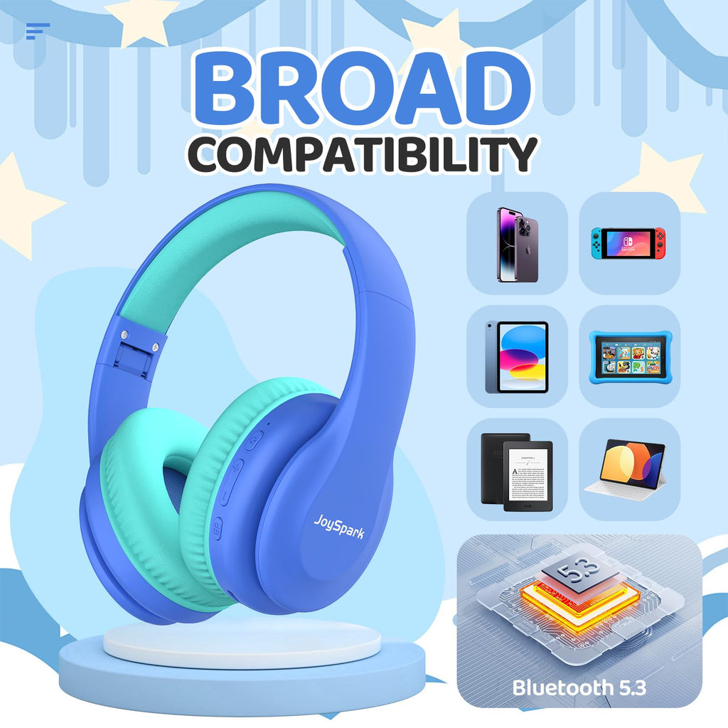 JoySpark Kids Bluetooth Headphones Over-Ear, 60Hrs, Built-in Mic-Purple