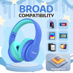 JoySpark Kids Bluetooth Headphones Over-Ear, 60Hrs, Built-in Mic-Purple