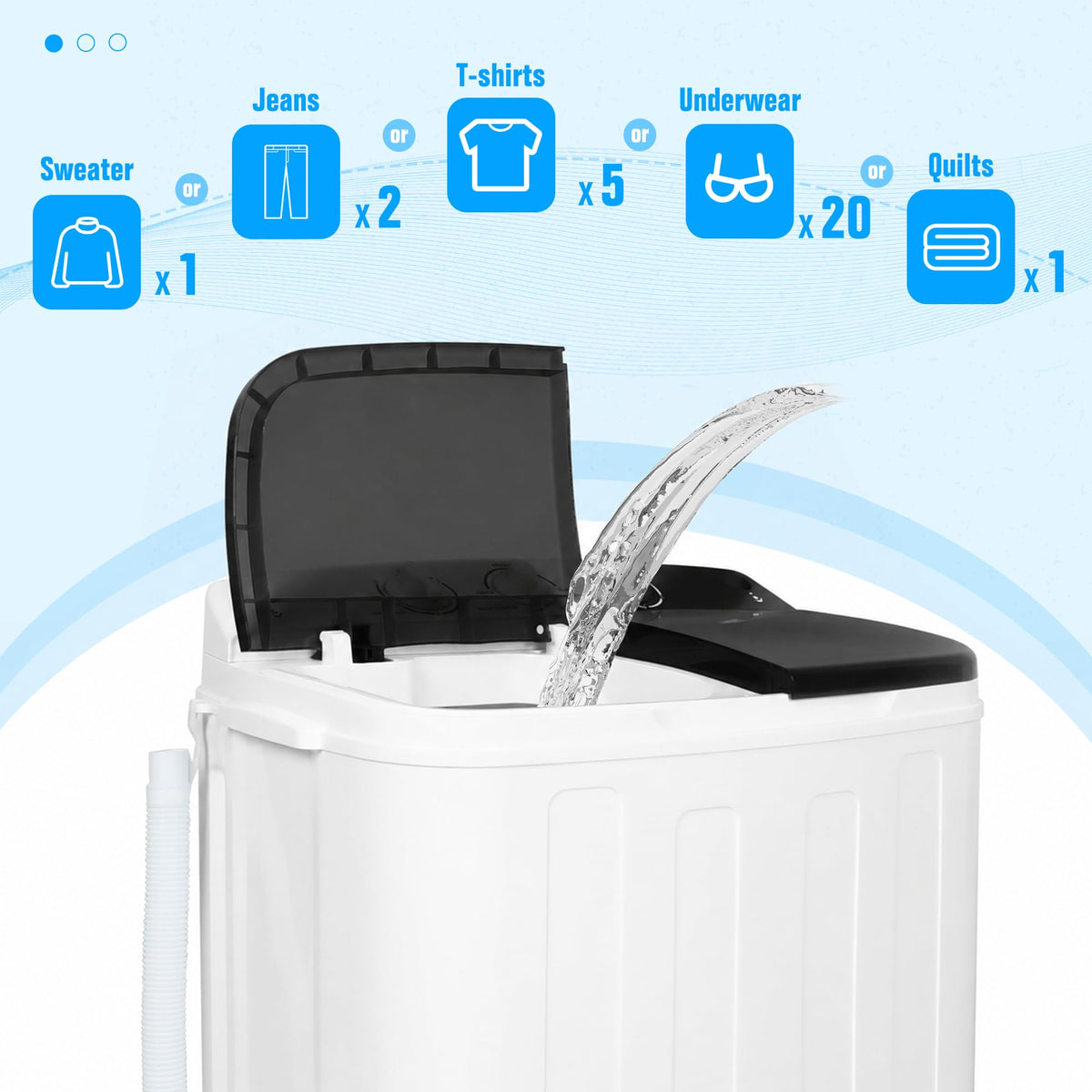 Superday Portable Washing Machine, 25.4lbs Mini Washing Machine and Spin Dryer Combo, Mini Twin Tub Laundry Machine for Camping, Apartments, Dorms, College Rooms, RV, Delicates, Grey