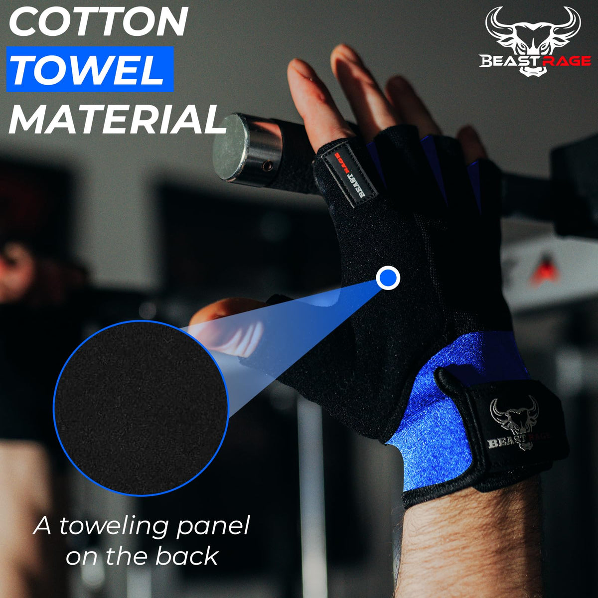 BEAST RAGE Gym Gloves Weight lifting Gloves Training Anti Slip Padded Palm Half Finger Powerlifting Workout Exercise Gloves for Men and Women