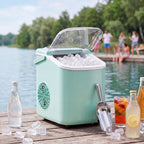 Sweetcrispy Countertop Ice Maker with Scoop, Basket and Handle, Portable Ice Machine 9 Cubes Ready in 6 Mins, 26.5lbs in 24Hrs, 2 Sizes for Home Kitchen Office Bar Party