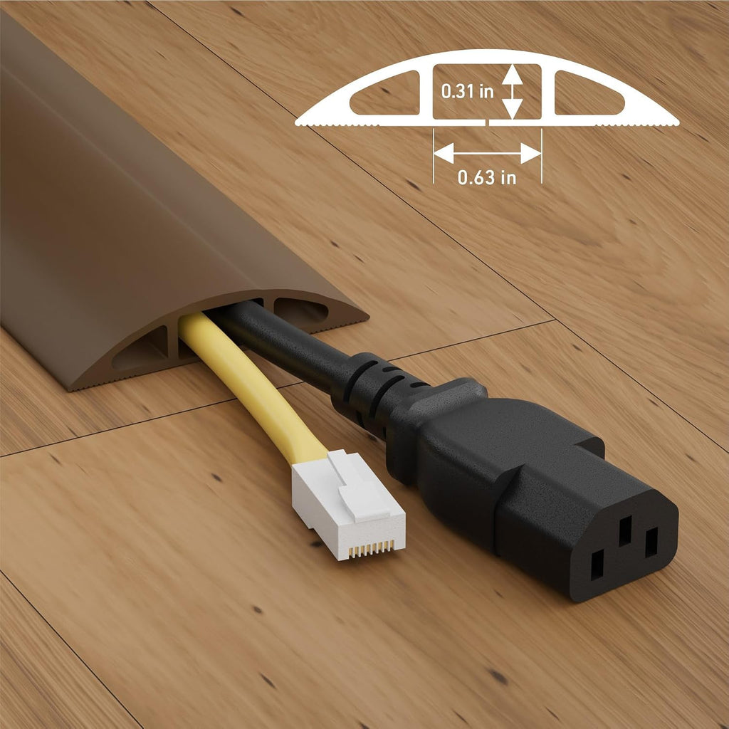 D-Line 6ft Floor Cord Cover, Cable Protector, Hide Extension Cords, Protect Cords, Prevent Cable Trips, Heavy Duty Cord Hider - Cable Cavity = 0.63" (W) x 0.31" (H) - Beige