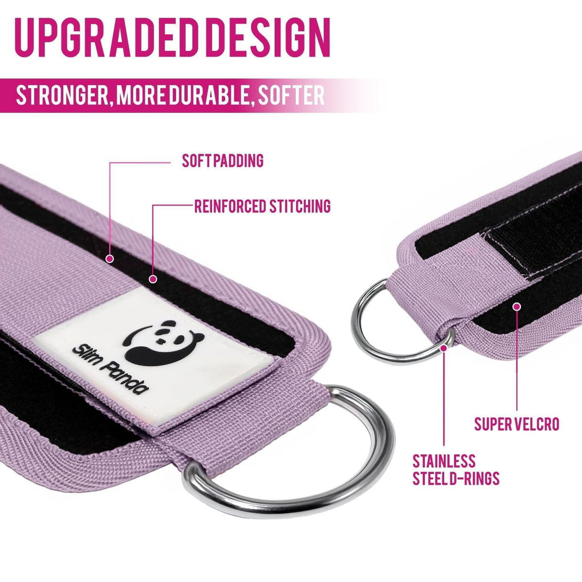 Slim Panda Ankle Straps for Cable Machines, Cable Kickback Ankle Cuffs